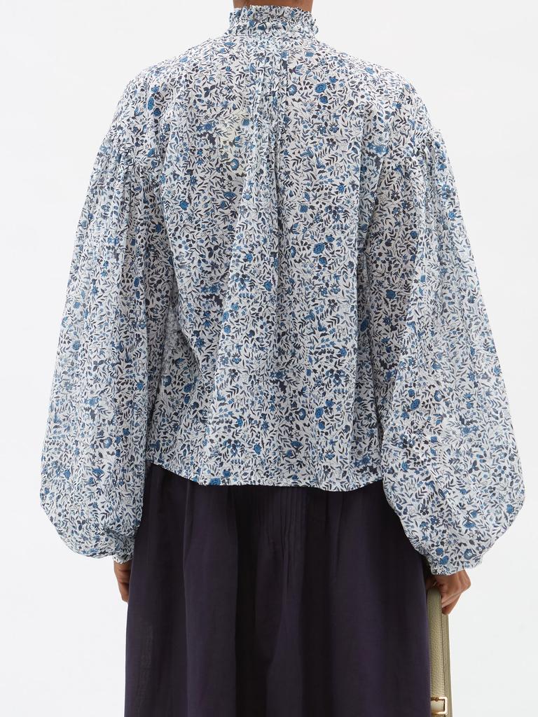 Slava floral-print cotton-voile blouse商品第5张图片规格展示