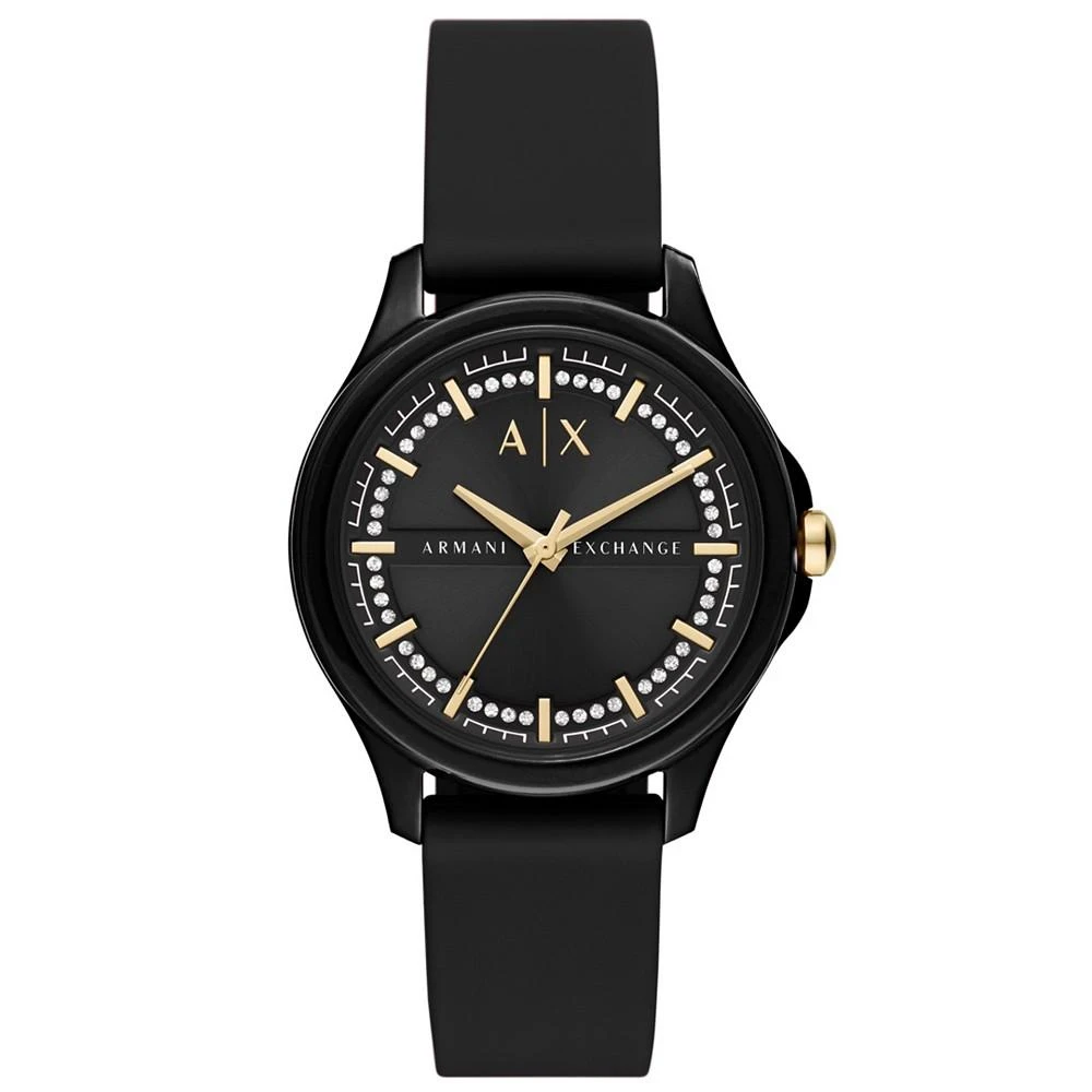 商品Armani Exchange|Women's Black Silicone Strap Watch 38mm,价格¥676,第1张图片