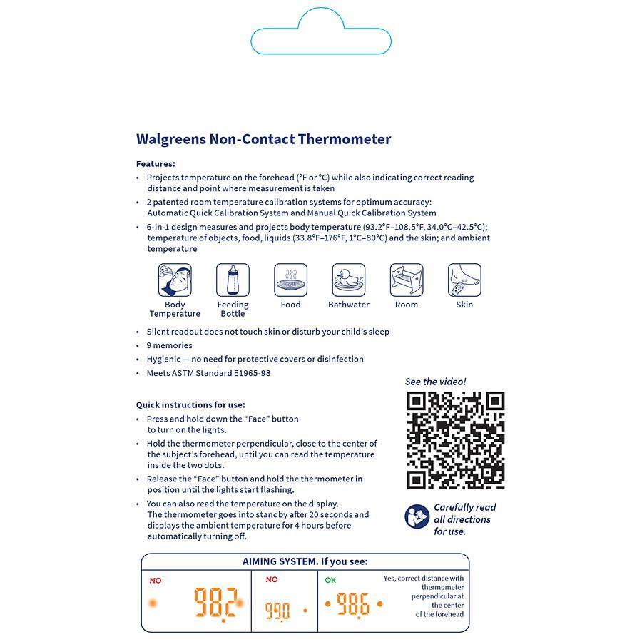 商品Walgreens|Temperature Projecting Non-Contact Thermometer,价格¥298,第4张图片详细描述
