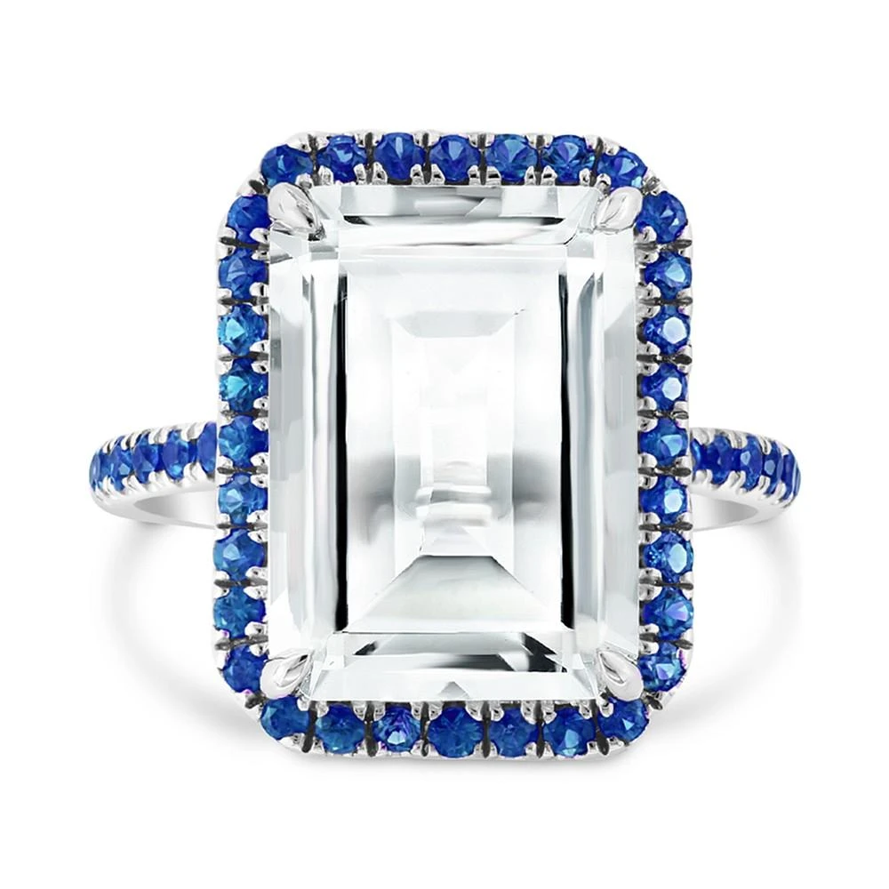 商品Effy|EFFY® White Topaz (9-1/5 ct. t.w.) & Sapphire (1-1/10 ct.t.w.) Ring in 14k White Gold,价格¥5422,第2张图片详细描述