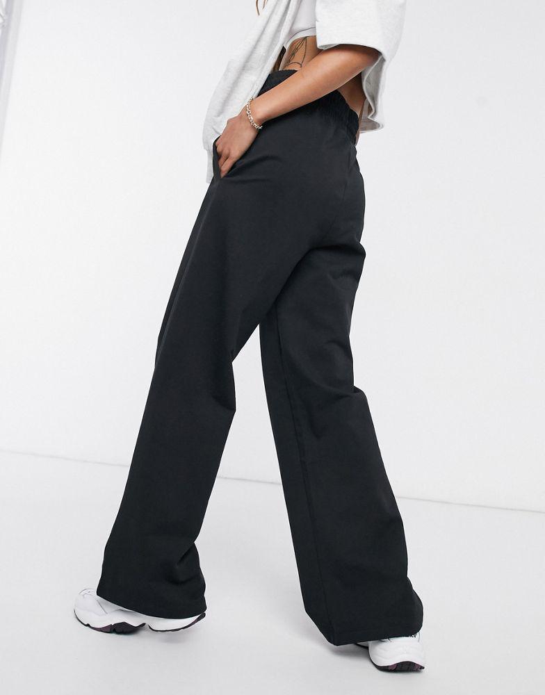 ASOS DESIGN straight leg jogger with deep waistband and pintuck in cotton in black - BLACK商品第2张图片规格展示