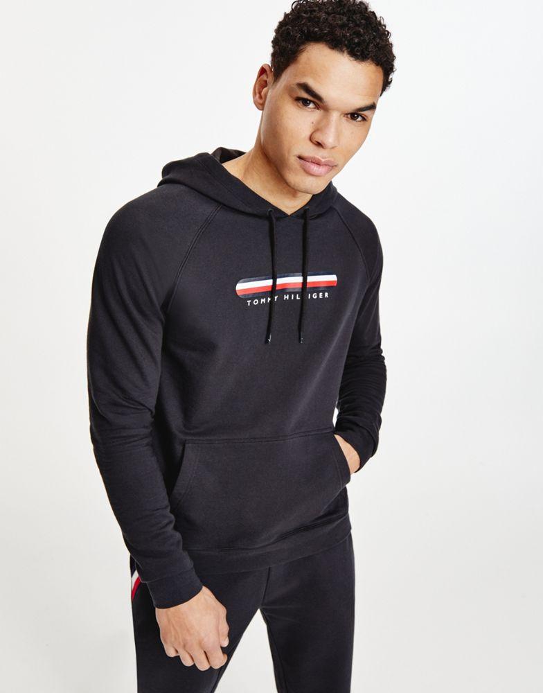 Tommy Hilfiger lounge flag hoodie in black商品第1张图片规格展示