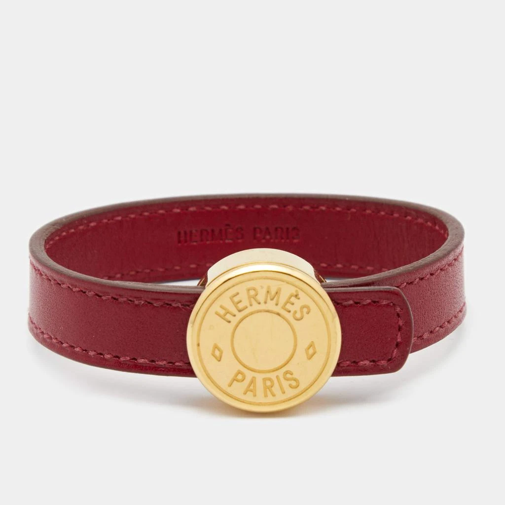 商品[二手商品] Hermes|Hermes Clou de Selle Red Leather Gold Tone Bracelet M,价格¥1211,第1张图片
