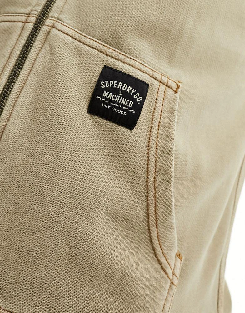 商品Superdry|Superdry contrast stitch relax zip hoodie in Vintage Khaki,价格¥407,第3张图片详细描述