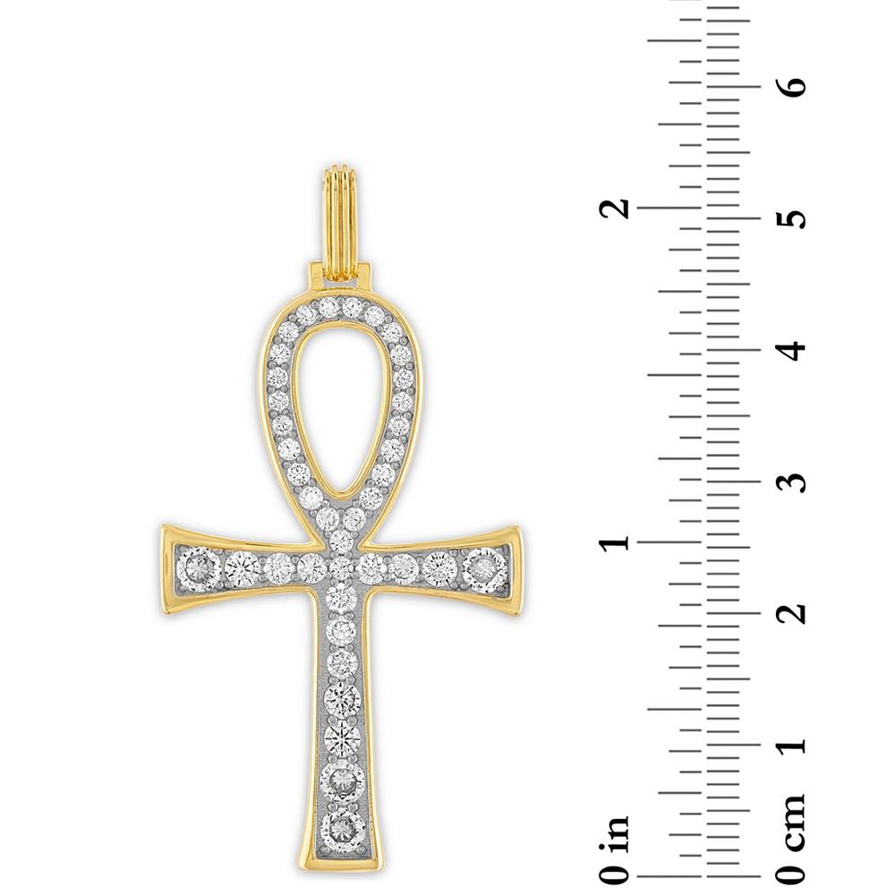 Cubic Zirconia Ankh Pendant in 14k Gold-Plated Sterling Silver, Created for Macy's商品第3张图片规格展示