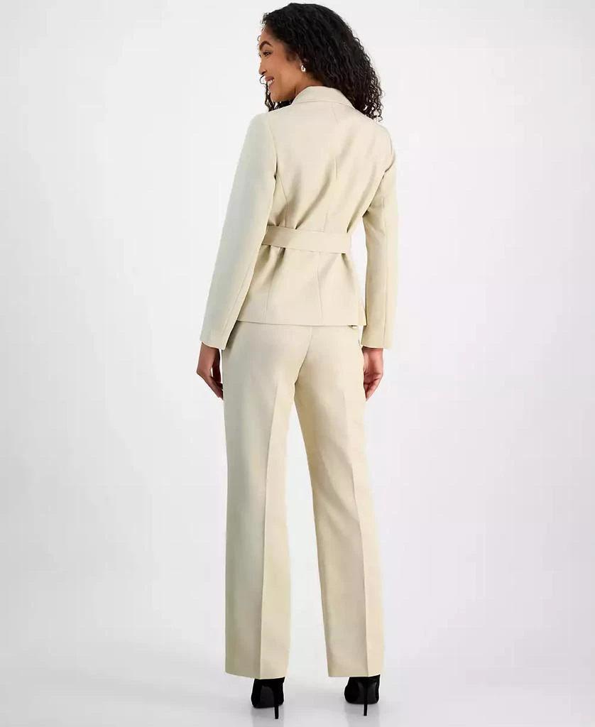 商品Le Suit|Women's Two-Button Belted Safari Jacket & Mid-Rise Straight-Leg Pants Set,价格¥739,第2张图片详细描述