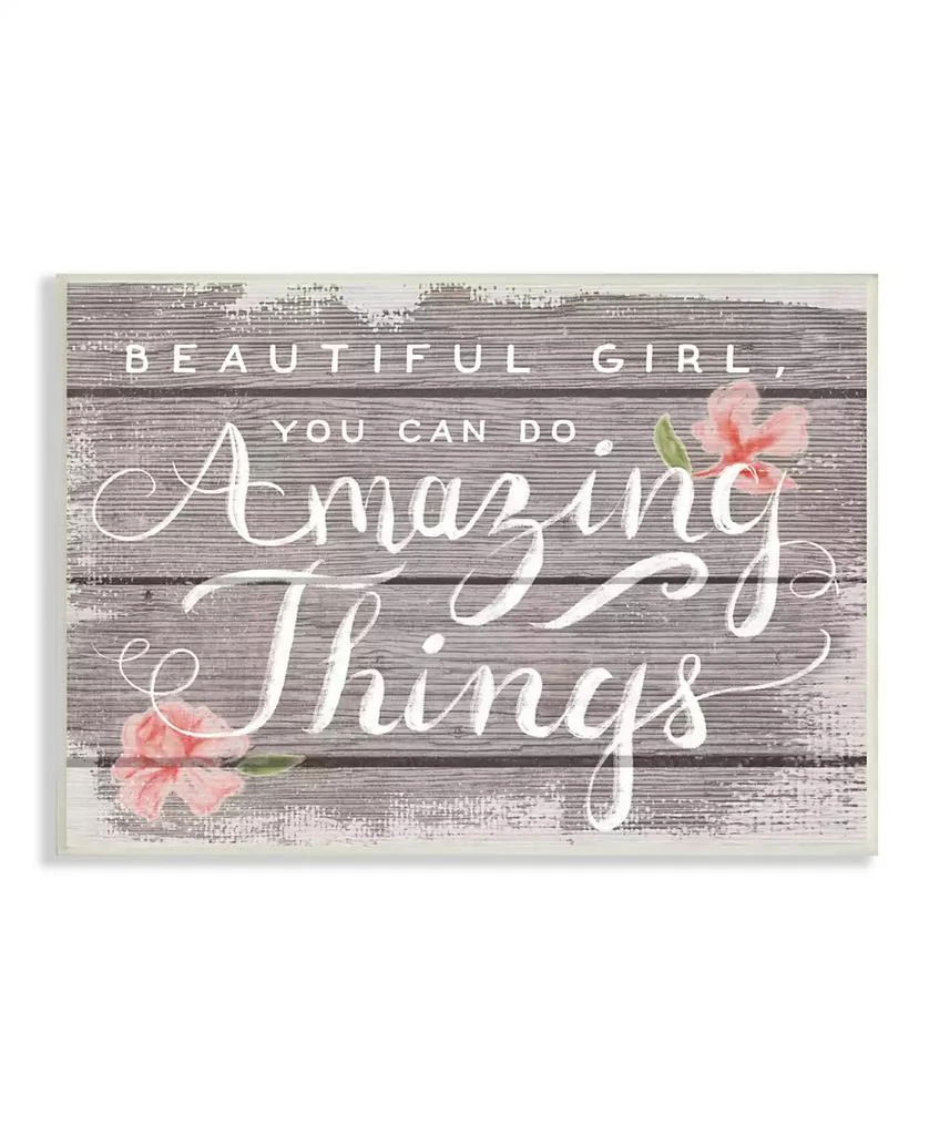 商品Stupell Industries|Beautiful Girl Inspirational Kids Flower Word Design Wall Plaque Art, 13" x 19",价格¥282,第1张图片