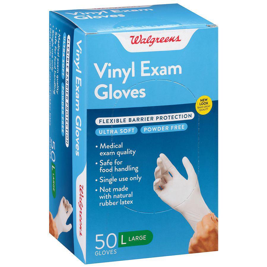 商品Walgreens|Ultra Soft Powder Free Vinyl Exam Gloves Large,价格¥30,第1张图片