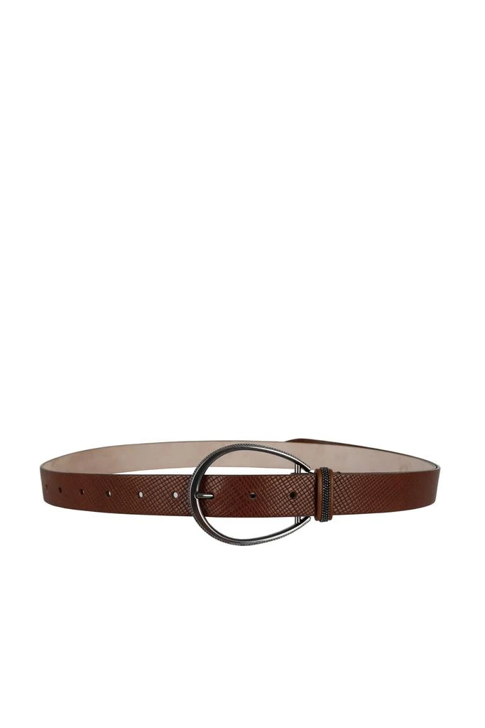 商品Brunello Cucinelli|Brunello cucinelli women's brown leather belt,价格¥5584,第1张图片