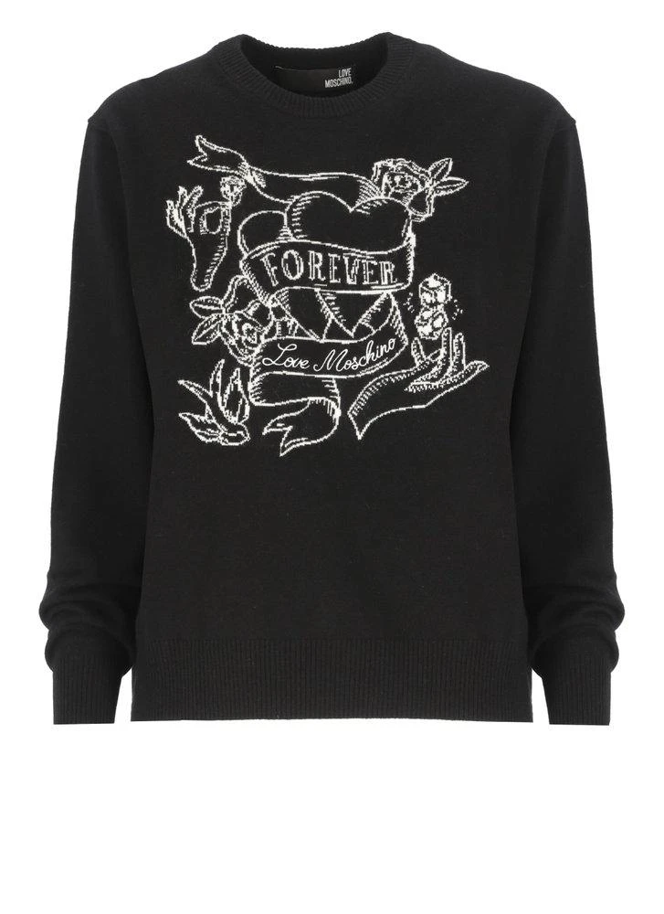 商品Love Moschino|Love Moschino Slogan Intarsia Knit Crewneck Jumper,价格¥1116,第1张图片