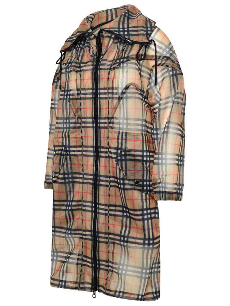 商品Burberry|BEIGE POLYESTER COWBIT CHECK PARKA,价格¥5459,第4张图片详细描述