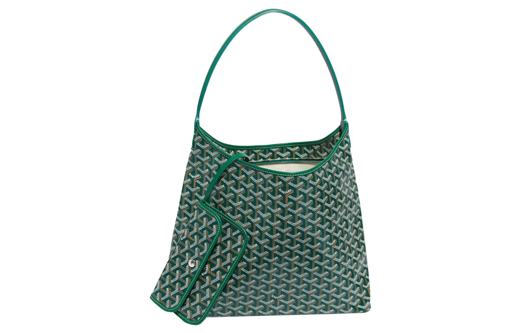 商品[国内直发] Goyard|Bohème Hobo Y字老花满印抗压皮革手柄 帆布拼牛皮 腋下包子母包手提单肩包 女款 绿色/浅蓝小爱心版,价格¥20951,第3张图片详细描述