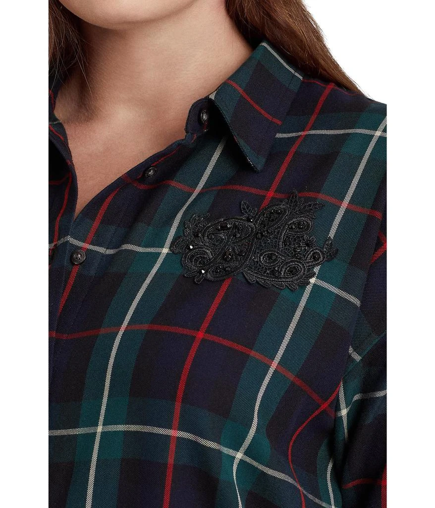 商品Ralph Lauren|Plus Size Bullion Patch Plaid Twill Shirt,价格¥1086,第3张图片详细描述