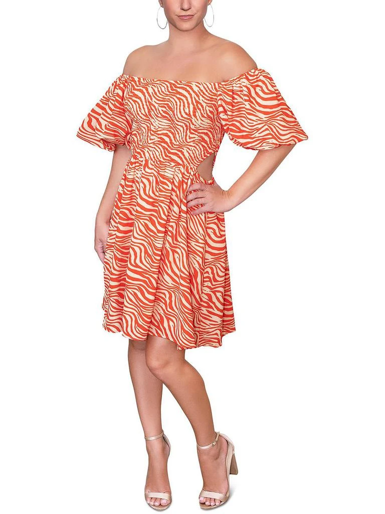 商品RACHEL Rachel Roy|Nova Womens Smocked Cut-Out Mini Dress,价格¥246,第1张图片