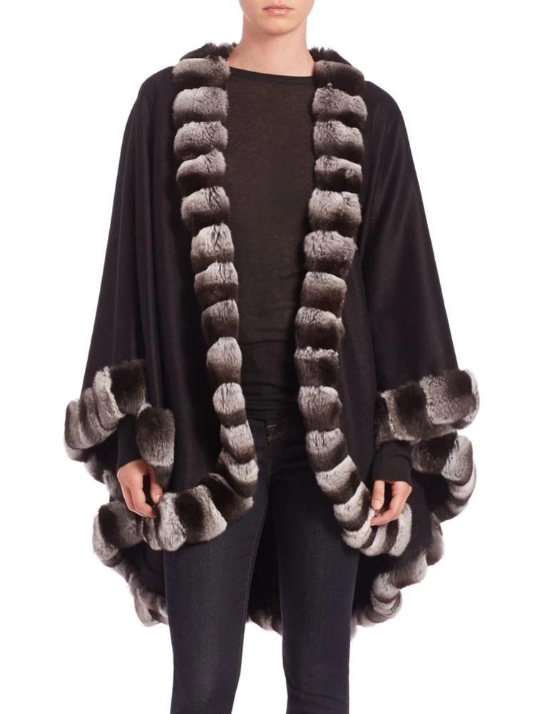 商品The Fur Salon|Fur-Trimmed Cashmere Cape,价格¥38941,第1张图片