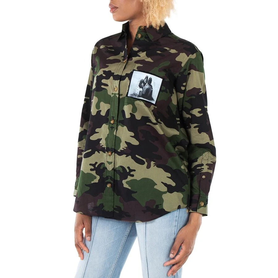 商品Burberry|Ladies Mangrove Green Csilla Camo Print Cotton Shirt,价格¥841,第2张图片详细描述