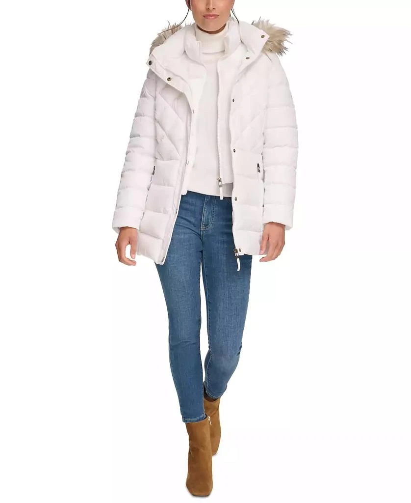 Women's Bibbed Faux-Fur-Trim Hooded Puffer Coat, Created for Macy's 商品