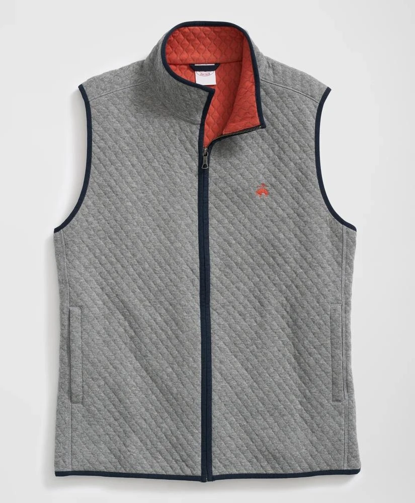 商品Brooks Brothers|男式 棉混纺菱形绗缝拉链背心,价格¥288,第1张图片