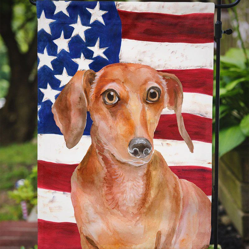 商品Caroline's Treasures|11 x 15 1/2 in. Polyester Red Dachshund Patriotic Garden Flag 2-Sided 2-Ply,价格¥135,第2张图片详细描述