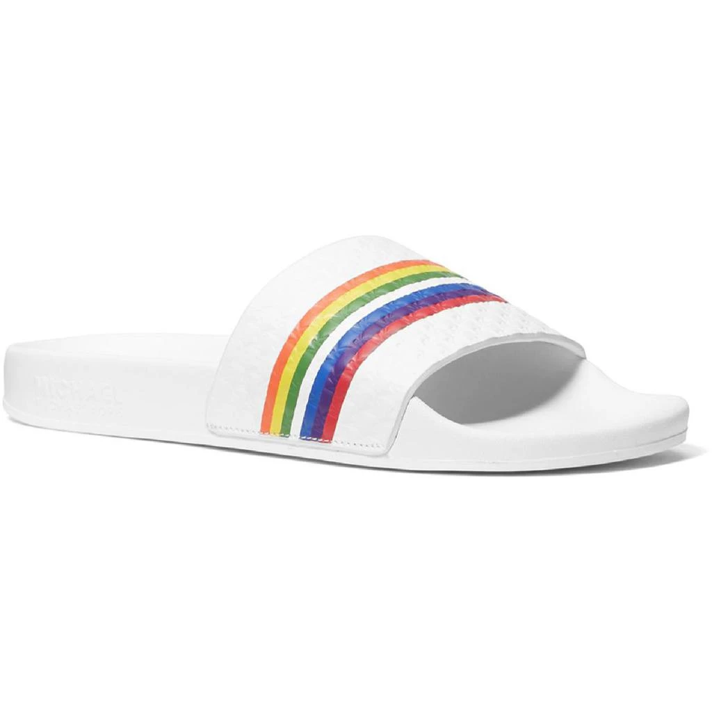 商品Michael Kors|MICHAEL Michael Kors Womens Leather Rainbow Pool Slides,价格¥199,第1张图片