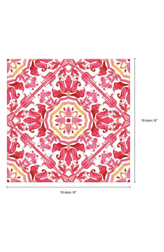 商品WALPLUS|Moroccan Rose Red Mosaic Glossy 3D Sticker Tile 15.4 cm (6 in) - 16pcs in a pack,价格¥266,第3张图片详细描述