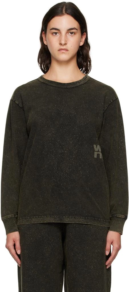 商品Alexander Wang|Khaki Glittered Long Sleeve T-Shirt,价格¥1233,第1张图片