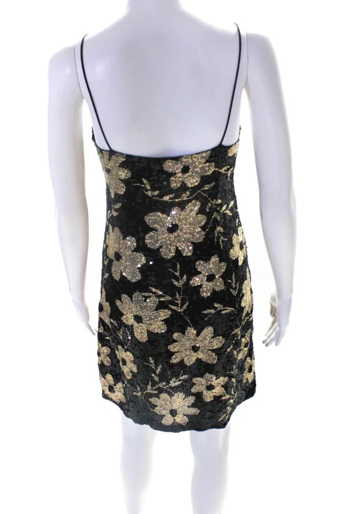 商品[二手商品] Ashish|Womens NWT Sequin Metallic Daisy Slip Dress Black Gold,价格¥2534,第2张图片详细描述