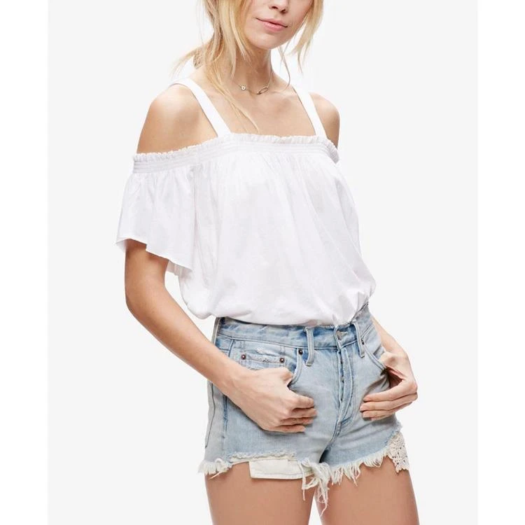 商品Free People|Lace-Trim Denim Cutoff Shorts,价格¥165,第3张图片详细描述