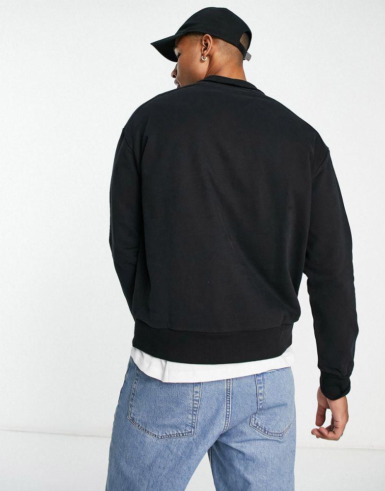 Calvin Klein icon logo comfort cotton blend half zip sweatshirt in black商品第2张图片规格展示