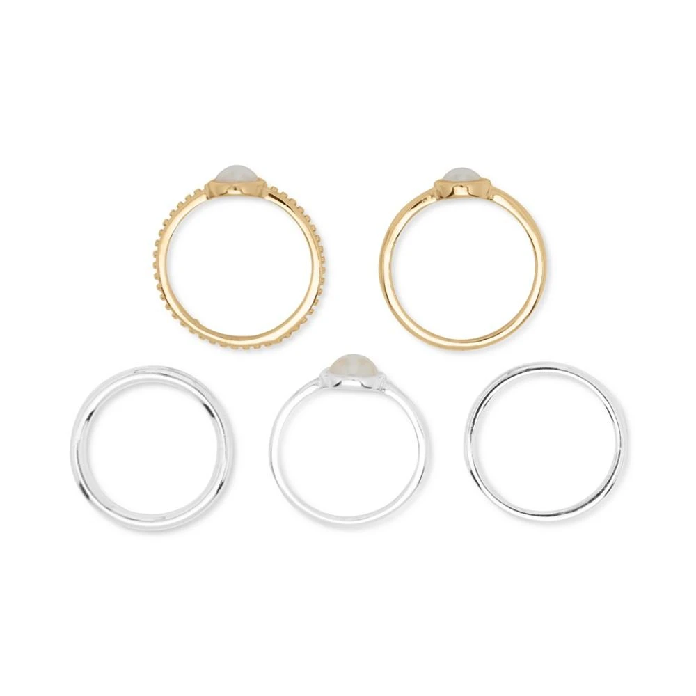商品Lucky Brand|Two-Tone 5-Pc. Set Imitation Pearl Accent Stack Rings,价格¥39,第1张图片