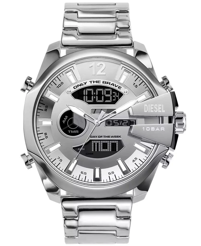 商品Diesel|Men's Mega Chief Digital Silver-Tone Stainless Steel Watch 51mm,价格¥2244,第1张图片