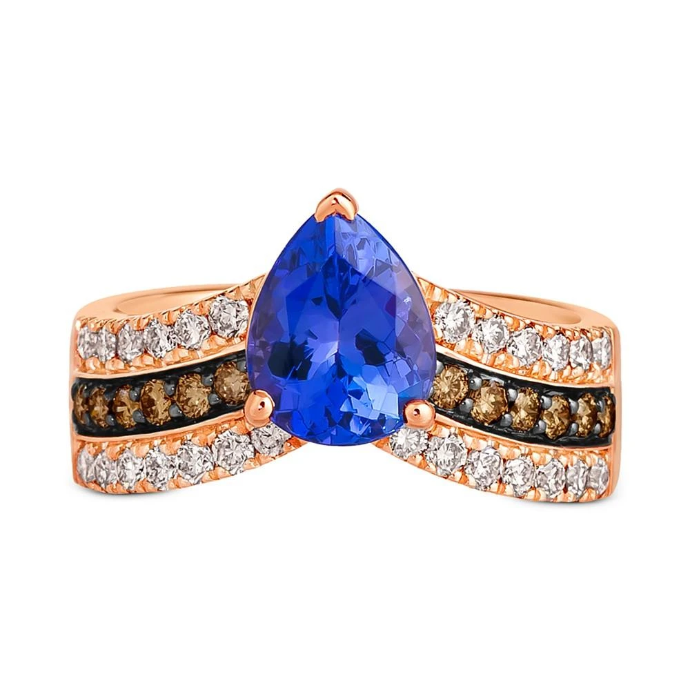 商品Le Vian|Blueberry Tanzanite (1-1/2 ct. t.w.) & Diamond (3/4 ct. t.w.) V Ring in 14k Rose Gold,价格¥36613,第5张图片详细描述