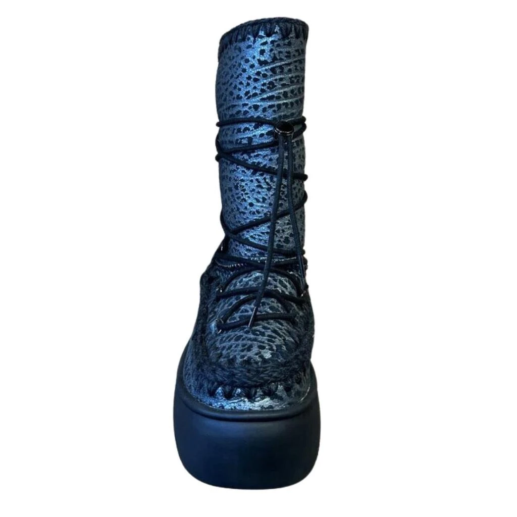 商品Mou|Eskimo Snow Boot In Metal Print Silver On Black,价格¥2134,第2张图片详细描述