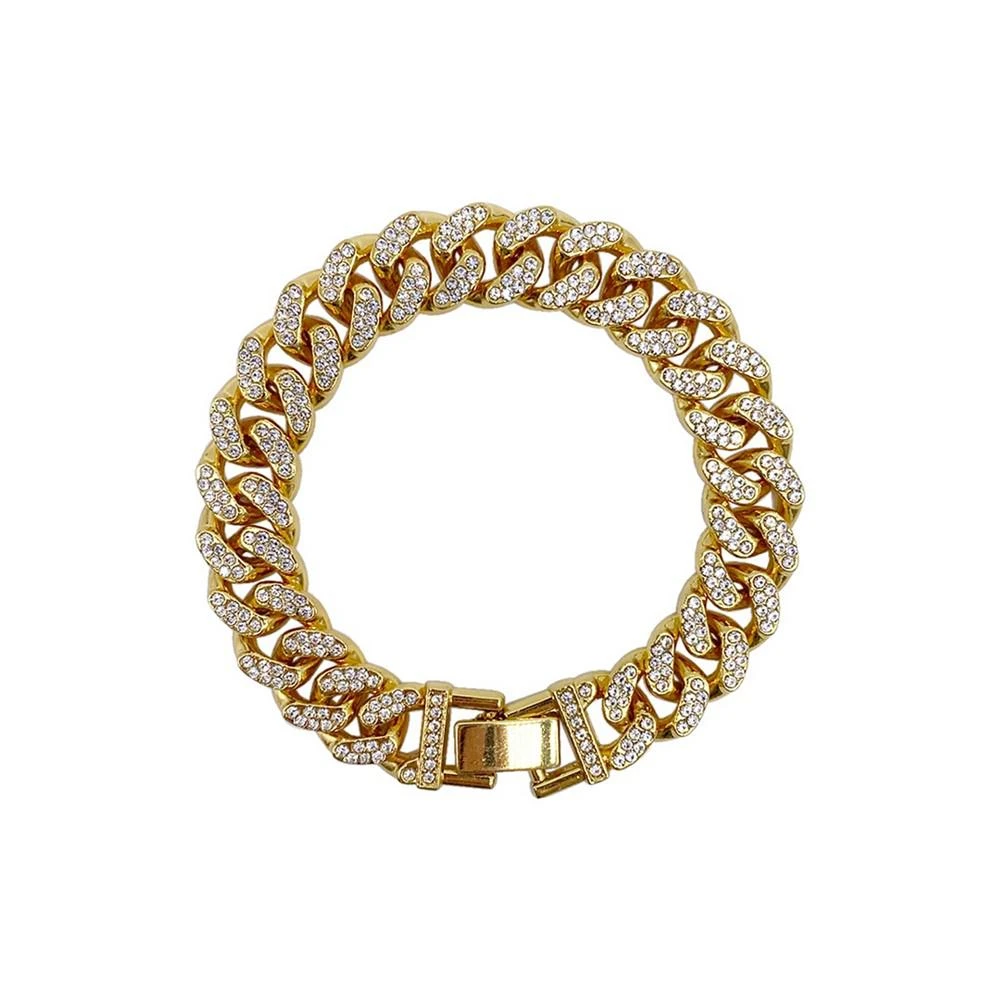 商品ADORNIA|Women's Gold-Tone Plated Crystal Thick Cuban Curb Chain Bracelet,价格¥223,第1张图片
