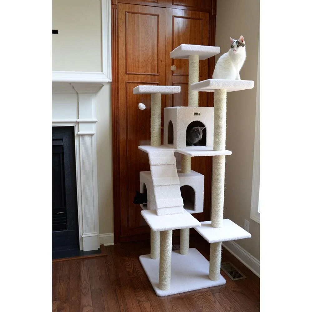 商品Macy's|Real Wood Cat Tree, Multi Levels With Ramp, 3 Perches & 2 Condos,价格¥2926,第4张图片详细描述