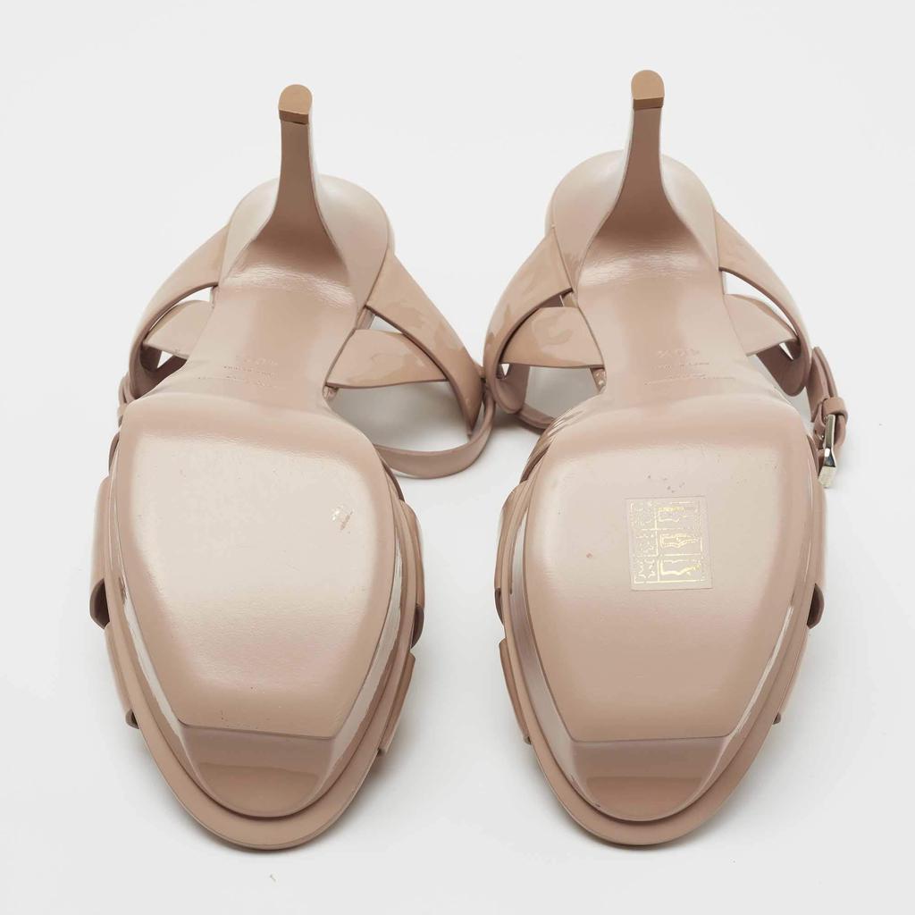 Yves Saint Laurent Beige Patent Leather Tribute Ankle Strap Sandals Size 40.5商品第6张图片规格展示