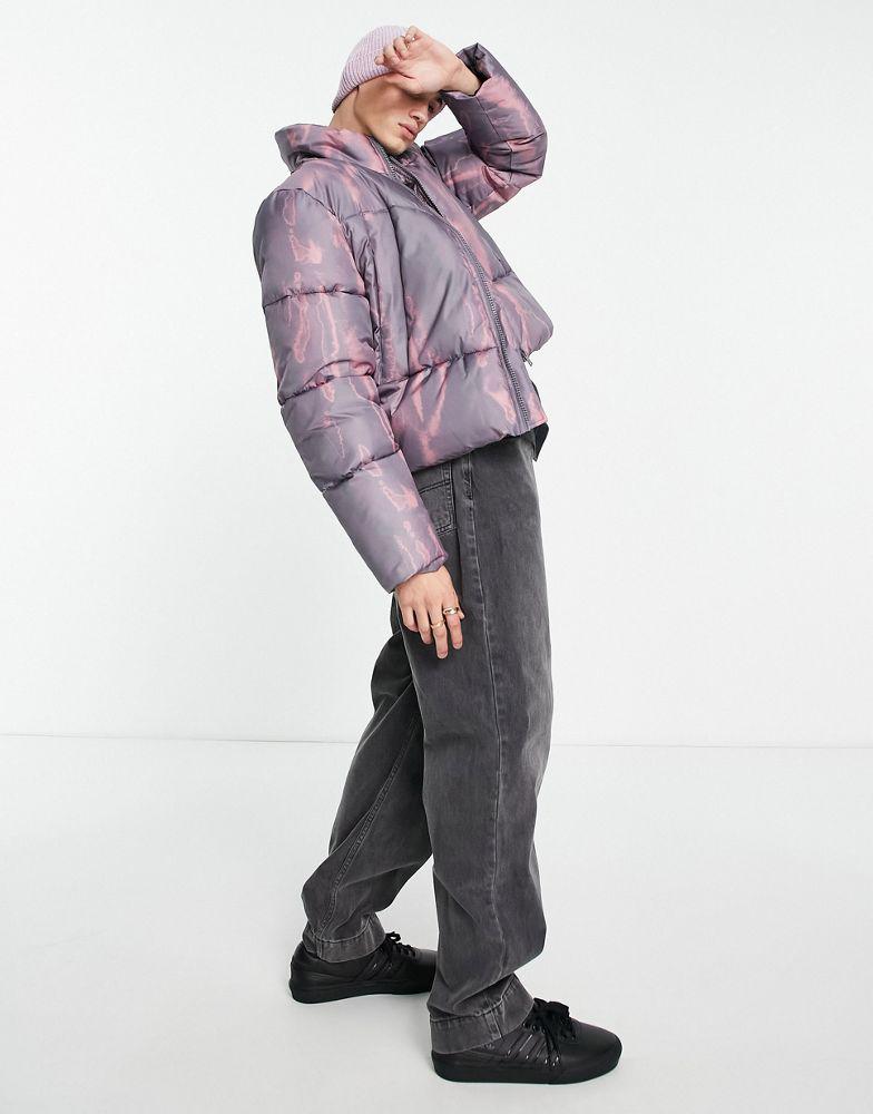 ASOS DESIGN puffer jacket in purple tie dye商品第3张图片规格展示