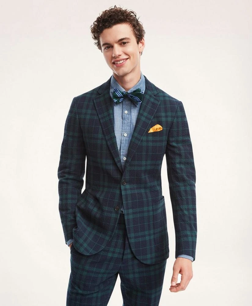 商品Brooks Brothers|Regent Regular-Fit Seersucker Sport Coat, Black Watch Tartan,价格¥2443,第4张图片详细描述