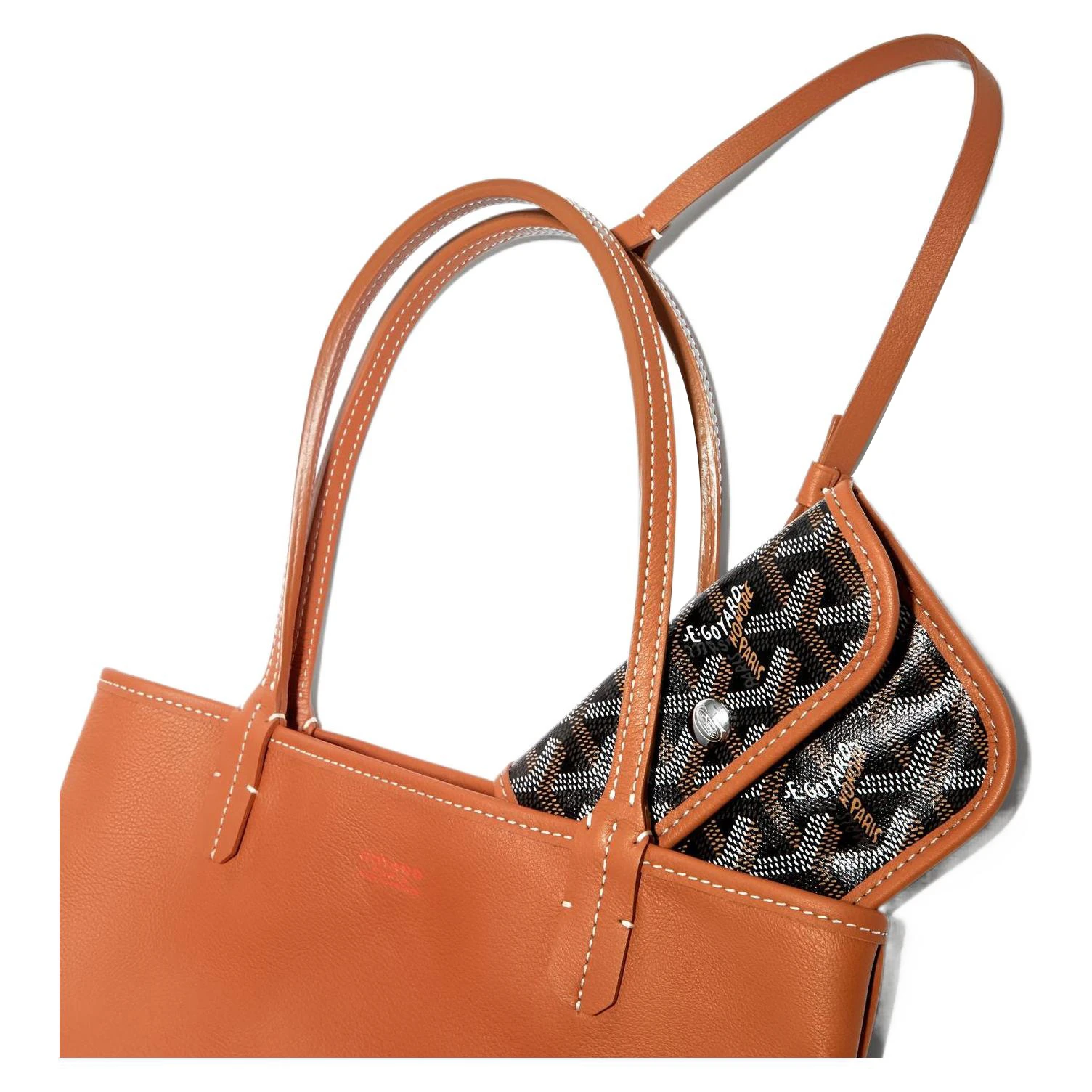 商品[国内直发] Goyard|Anjou 双面双色Y字老花满印 帆布拼牛皮 子母包托特包购物袋 单肩包手提包 迷你 女款 11色可选,价格¥18790,第10张图片详细描述