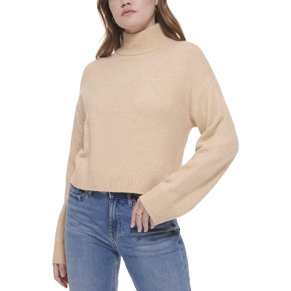 Women's Solid Long Sleeve Mock Neck Sweater商品第1张图片规格展示