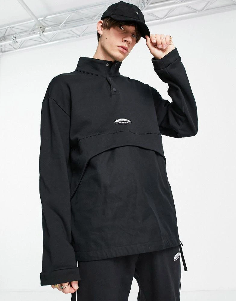 商品Adidas|adidas Originals RYV over head sweatshirt in black with fabric contrast panel,价格¥590,第1张图片