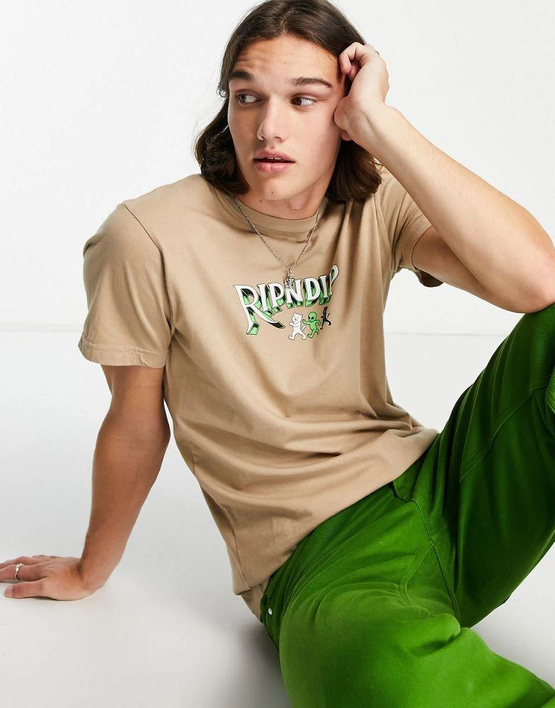 商品Rip N Dip|RIPNDIP t-shirt in beige with chest and back print,价格¥207,第1张图片