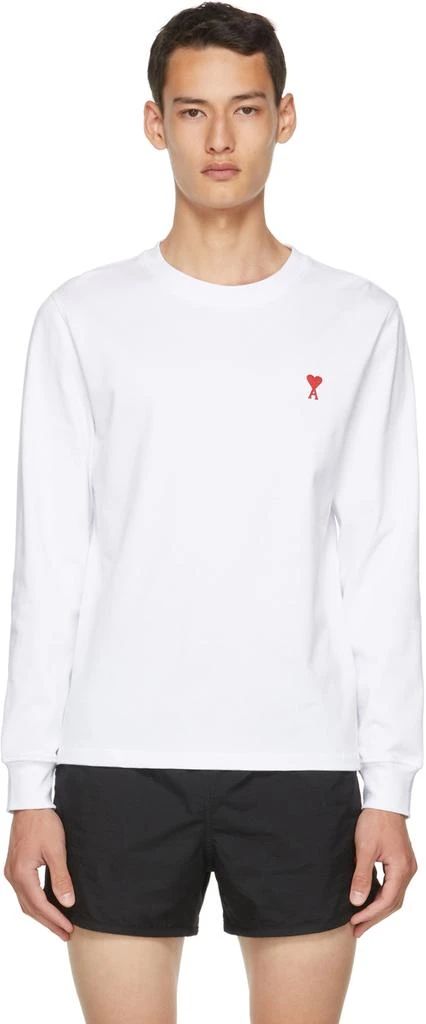 商品AMI|White Ami de Cœur Long Sleeve T-Shirt,价格¥710,第1张图片