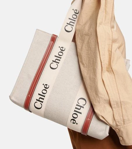 商品Chloé|Woody Medium canvas tote,价格¥10457,第2张图片详细描述