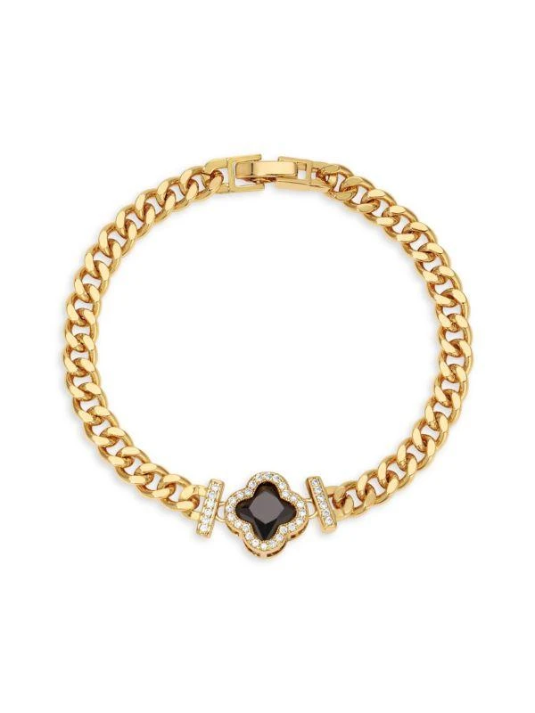 商品Eye Candy LA|Luxe Jade 14K Goldplated & Cubic Zirconia Chain Bracelet,价格¥218,第1张图片