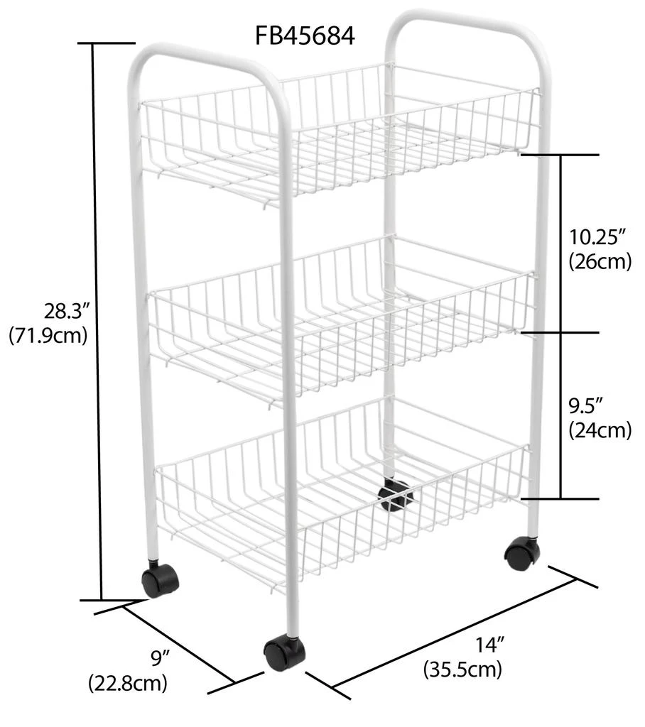 Home Basics Multi-Purpose Rolling Metal Kitchen Trolley, White 商品