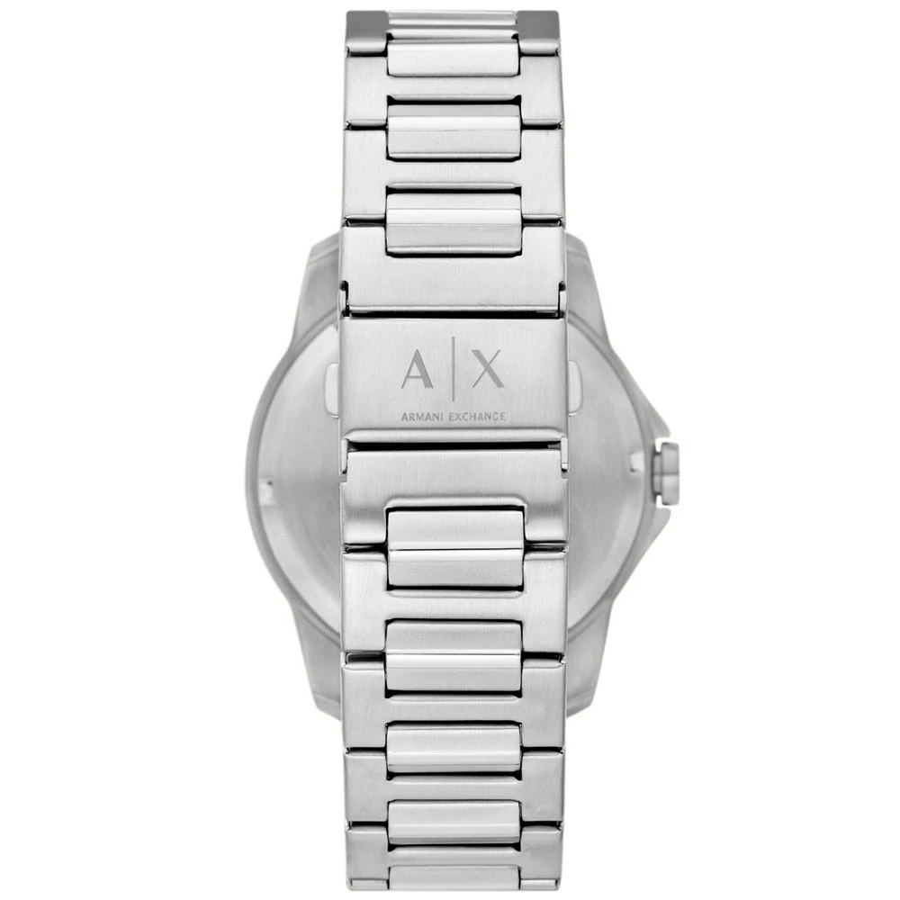 商品Armani Exchange|Men's Three-Hand Day-Date Silver-Tone Stainless Steel Bracelet Watch, 44mm,价格¥958,第3张图片详细描述