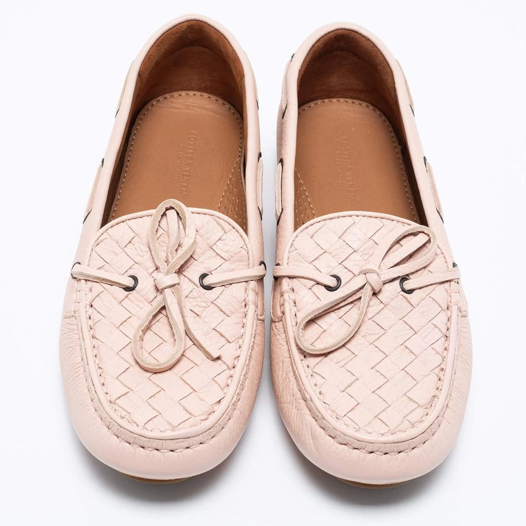 商品Bottega Veneta|Bottega Veneta Light Pink Intrecciato Leather Bow Slip-On Loafers Size 37.5,价格¥2858,第3张图片详细描述