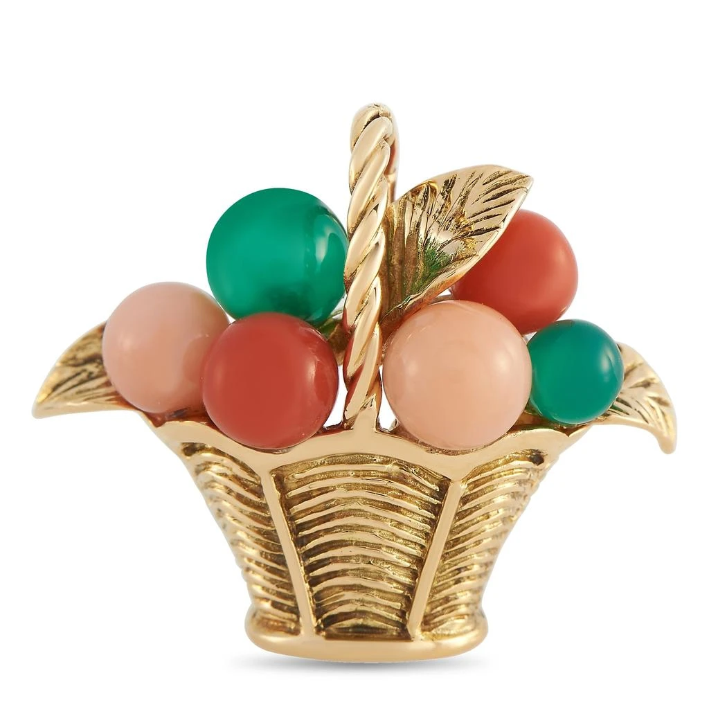 商品[二手商品] Van Cleef & Arpels|Van Cleef & Arpels 18K Yellow Gold Coral and Chrysoprase Basket Charm,价格¥27916,第1张图片