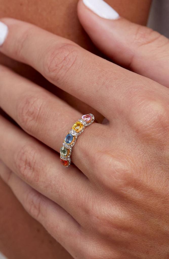 商品Savvy Cie Jewels|Yellow Gold Vermeil Multicolor Sapphire Ring - Size 7,价格¥749,第4张图片详细描述